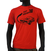 Tee-shirt rouge coupe droite, col rond.
